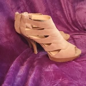 Tan Caged Heels